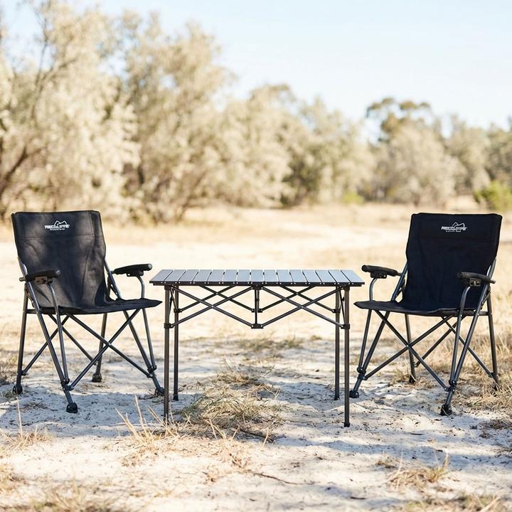 Produktbild Ideoon Campinggarnitur 3-teilig Set mit rechteckigem Campingtisch und 2 Klappstühlen, Leicht & Faltbar