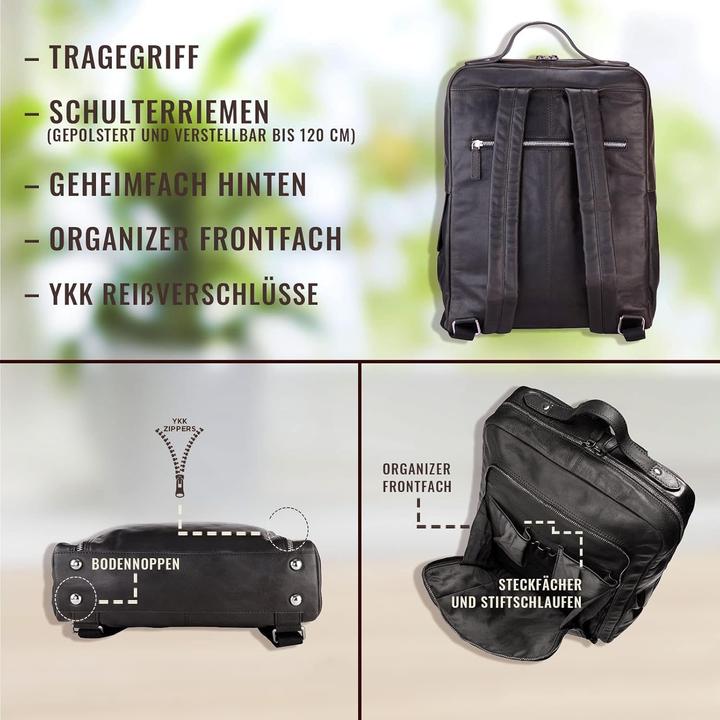 Produktbild Corno d´Oro Lederrucksack mit Organizer-Fach