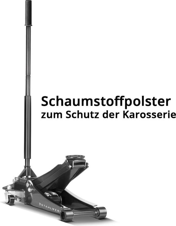 Stahlwerk Hydraulischer Rangierwagenheber mit Druckprüfer Reifenprofilmesser Kniekissen Handschuhe