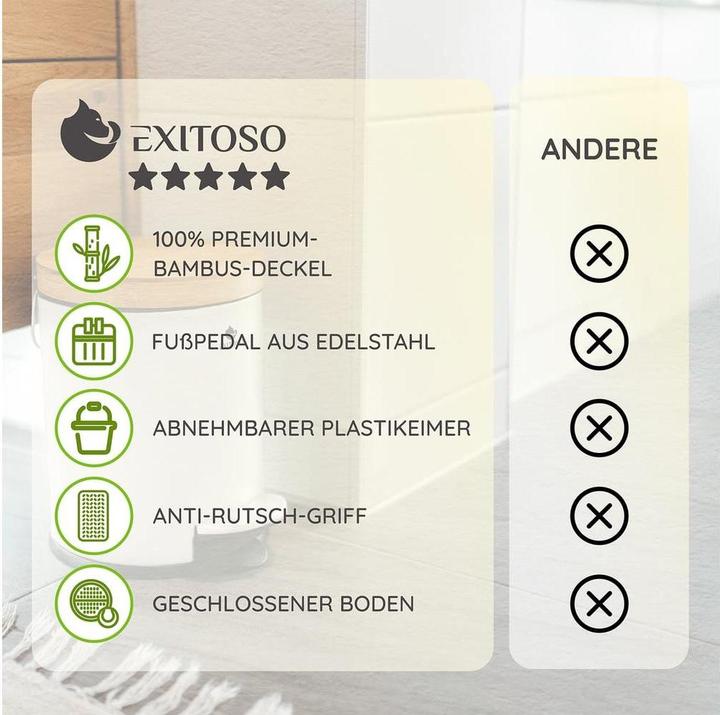 Produktbild Exitoso Tretmülleimer mit Softclose-Deckel 5 l, Weiss (5 l)