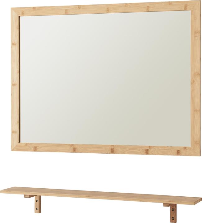 En.Casa Wandspiegel mit Regal im Set Boksereys Bambus Natur (80 x 60 cm)