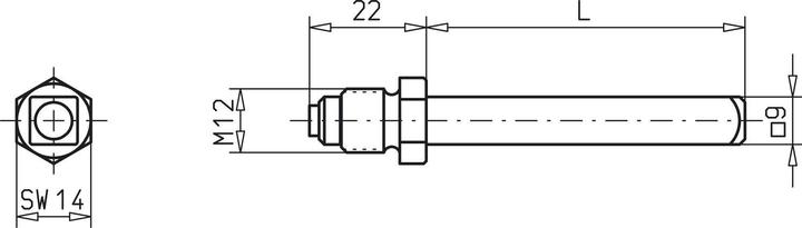Produktbild ECO Wechselstift für Stangengriff, 110 mm, VK 9 mm, Stahl verzinkt