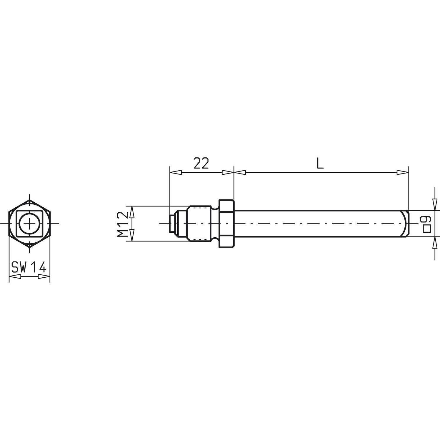 ECO, Türgriff + Fenstergriff, Wechselstift für Stangengriff, 70 mm, VK 9 mm, Stahl verzinkt (Türgriff)