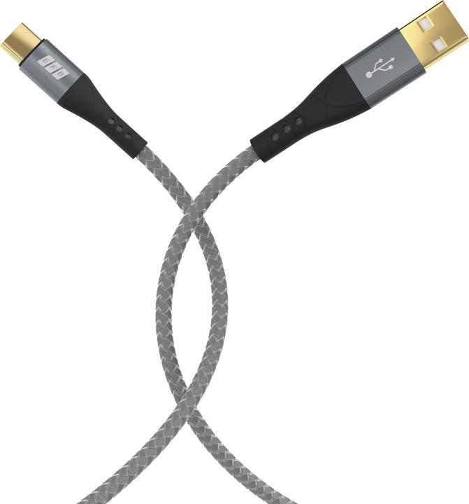 Produktbild EFB Elektronik EFB USB-A to USB-C cable set 60W QC 3A 0.5m+1m+2m+3m gray gold contacts textile jacket (0.50 m, USB 2.0, 60 W)