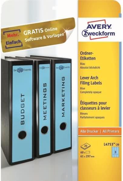 Actual product image Avery Folder labels