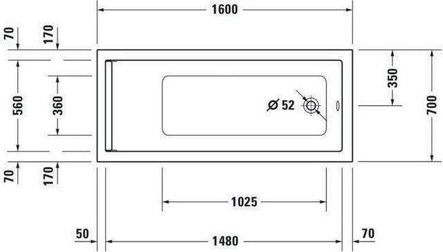 Actual product image Duravit Rectangular whirlpool tub STARCK 135 l 160x70 we 1 RS Jet system (135 l, 160 cm, 70 cm)