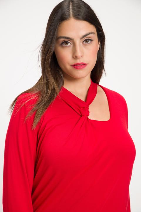 Produktbild Ulla Popken Shirt, Cut-Out, Slim, drapierter V-Ausschnitt, Langarm (54)