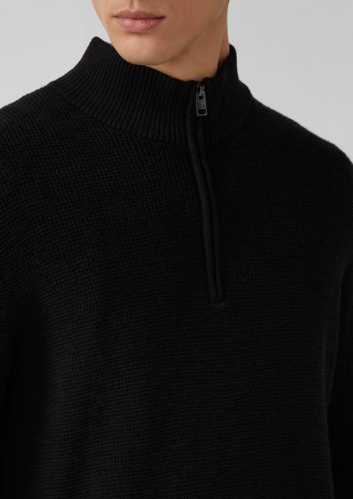 Produktbild s.Oliver Strickpullover Baumwoll-Pullover mit Struktur und Troyer-Kragen (M)