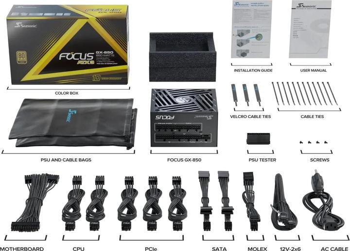 Image du produit Seasonic Focus GX-850 V4 850W ATX3.0 black (850 W)