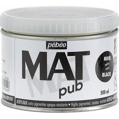 Pebeo, Künstlerfarbe + Bastelfarbe, Acrylic Mat Pub (Elfenbeinschwarz, 500 ml)
