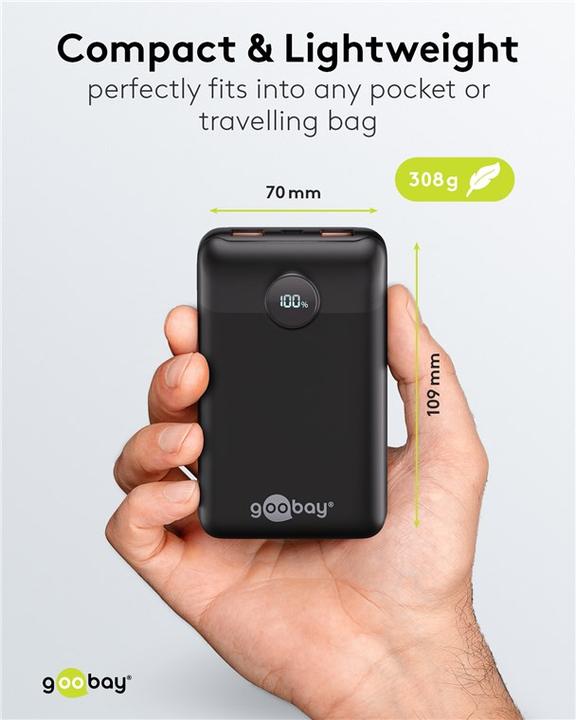 Actual product image Goobay Powerbank compact 20,000 mAh (20000 mAh, 22.50 W, 77 Wh)