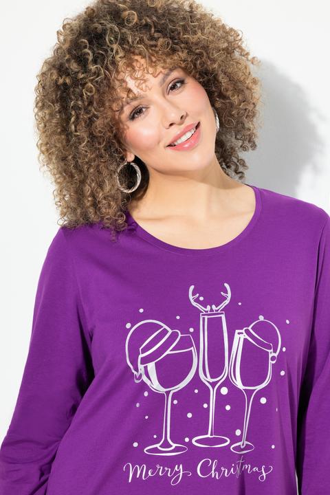 Image du produit Ulla Popken T-shirt de Noël, coupe classique à col rond et manches longues (46, 48)