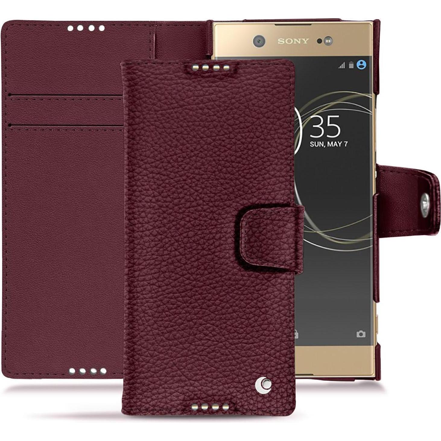 Noreve Lederschutzhülle Wallet (Sony Xperia XA1 Ultra), Smartphone Hülle, Violett