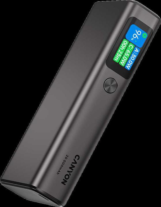 Produktbild Canyon Powerbank Powerbank OnPower 230 TFT 20000 mAh PD130W Dunkelgrau (20000 mAh, 130 W, 74 Wh)