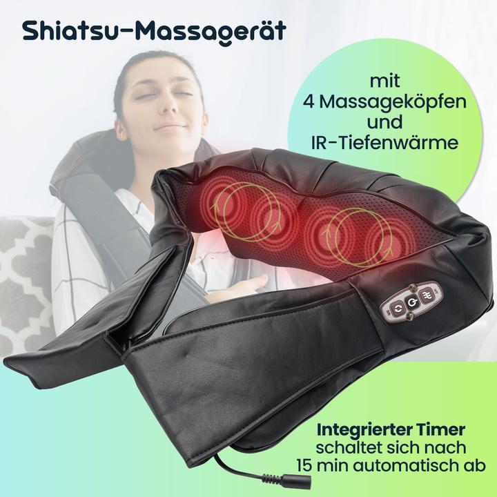 Immagine prodotto Casativo Massaggiatore shiatsu per collo, spalle e molto altro con 4 teste di massaggio e calore profondo IR