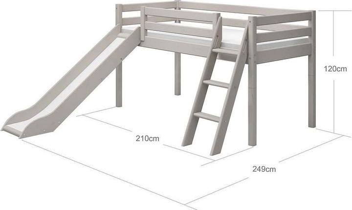 Produktbild Flexa Halbhochbett Leiter Schräg Rutsche Classic Grau (90 x 200 cm)