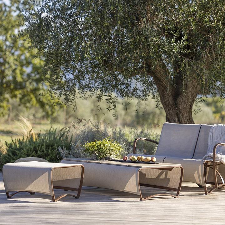 Produktbild Les Jardins Fussstütze Jet Stream Aluminium Corten Leinwand Mokka meliert JSRP050 (60 x 60 x 35 cm)