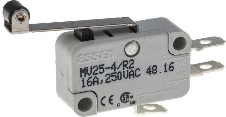 Actual product image RS PRO Microswitch Roller lever long-actuated solder connection, 16 A @ 250 V ac, 1-pole changeover