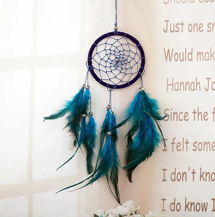 Cover-Discount Traumfänger Dreamcatcher Deko Perlen blau (30 x 12 cm)