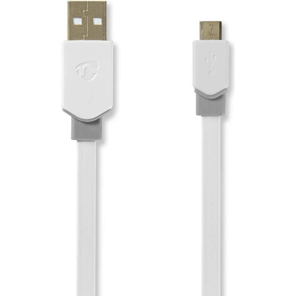 Nedis USB 2.0 Flachkabel A Stecker - Micro B Stecker 1.0 m (1 m, USB 2.0), USB Kabel