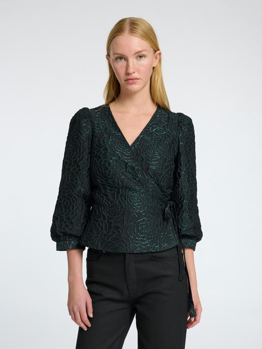 Actual product image Selected Floral jacquard wrap blouse (36)