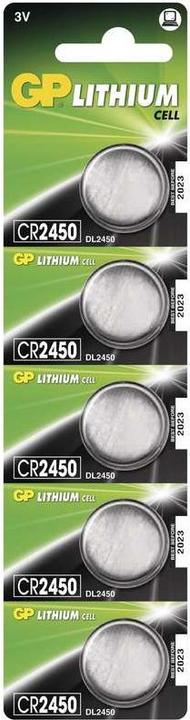 GP Batteries Knopfzelle Lithium CR2450, 5er (5 Stk., CR2450, 610 mAh)