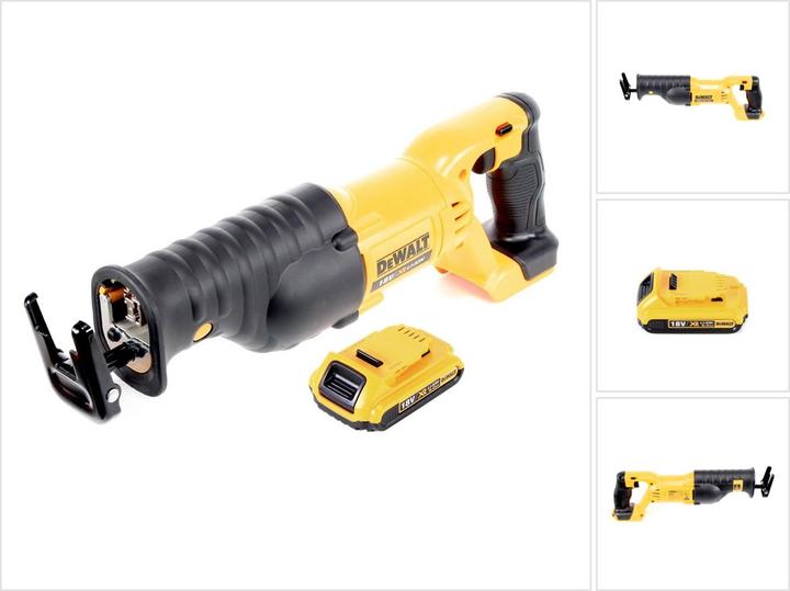 without charger, 1x DeWalt DCB 183 18V - 2 Ah / 2000 mAh XR Li-Ion battery, 1x DeWalt DCS 380 N reciprocating saw