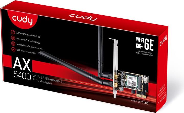 Actual product image Cudy WE3000 network card Internal WLAN / Bluetooth (Mini PCI Express)