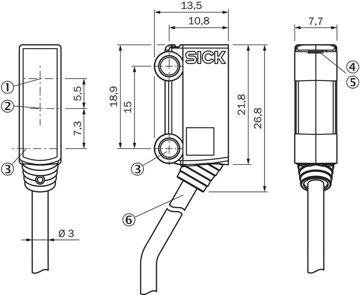 Actual product image Sick Miniature photoelectric sensor (0.02 m)