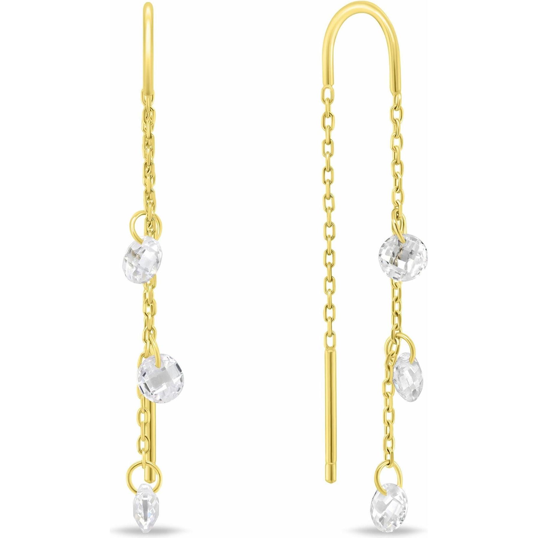 Brilio, Orecchini, Silver - Gold-plated chain earrings with zircons EA895Y, (Argento)