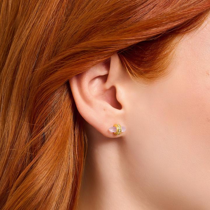 Immagine prodotto Thomas Sabo Orecchini a perno placcati oro con cristallo di onice rosa (Argento 925, Doratura in oro giallo 750)