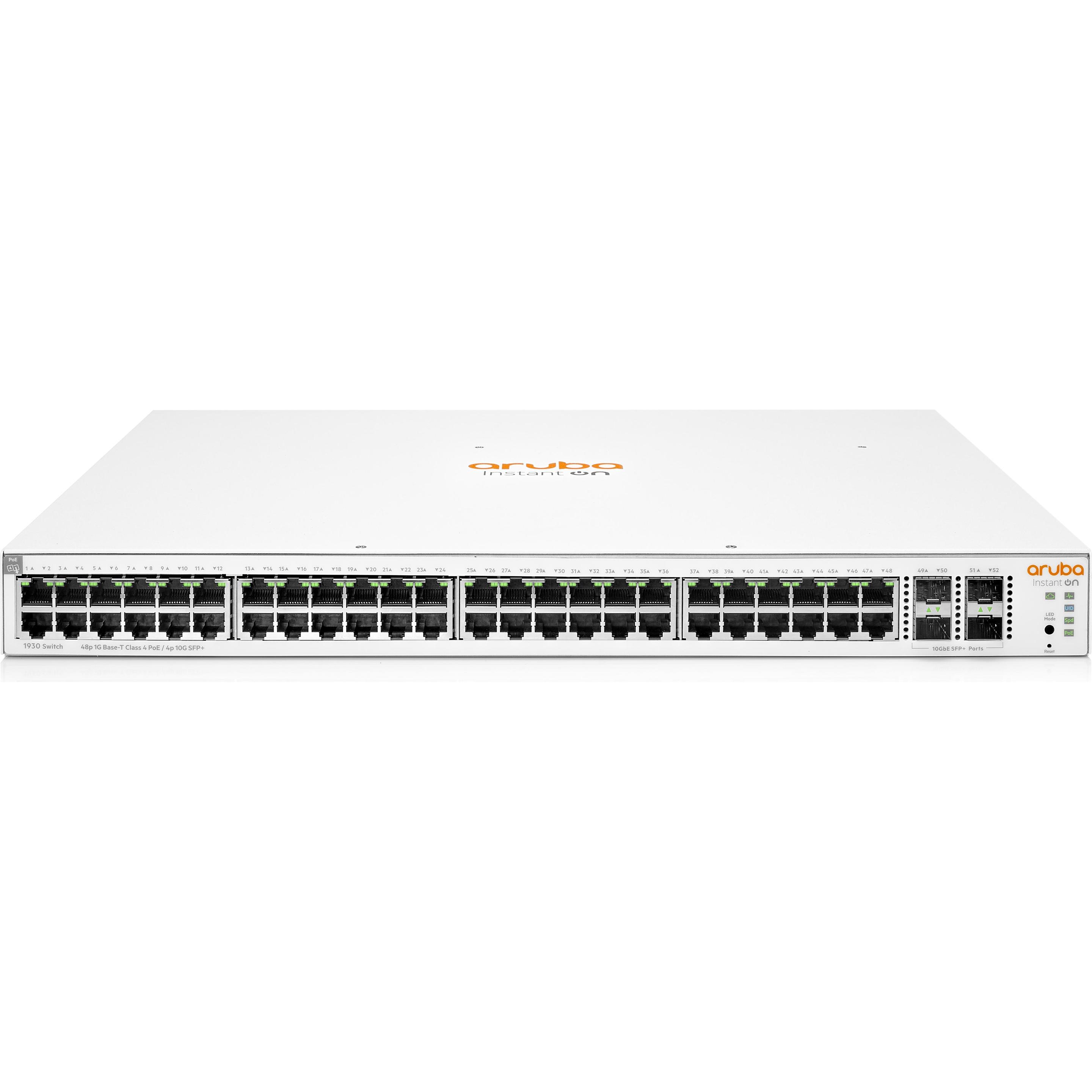 HPE Aruba Instant On 1930 48G Class4 PoE 4SFP/SFP+ 370W Switch (48 Ports), Netzwerk Switch, Weiss