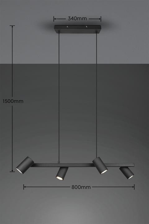 Produktbild Trio Marley -riippuvalaisin, 4-osainen, GU10, mattamusta (GU10)