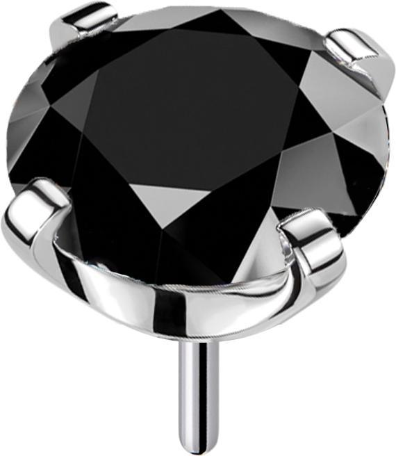Image du produit Star Piercing Threadless argenté avec cristal serti de noir (Titane, sans laiton)