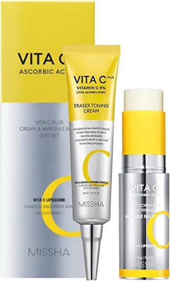 Missha Vita C Plus Duo-Set mit tonisierender Creme und Balsam, Geschenkset (Gesichtspflege Set)