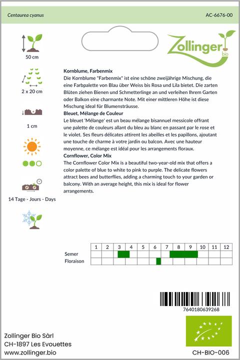 Image du produit Zollinger Bio Bleuet, Farbenmix (Germes)