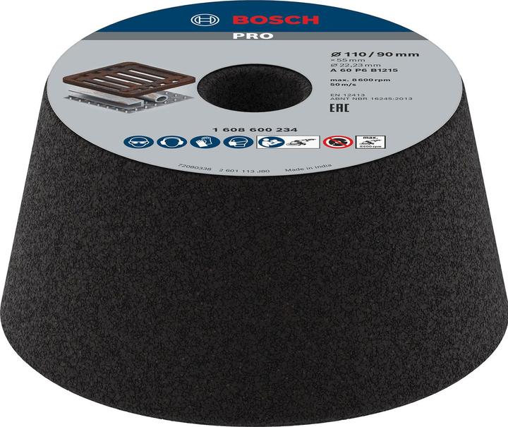 Produktbild Bosch Professional Zubehör PRO Metal Konischer Schleiftopf, 90 x 110 x 55 mm, G60 (60)