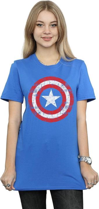 Immagine prodotto Maglietta Boyfriend in cotone da donna/ragazzo Avengers Captain America Scratched Shield (L)