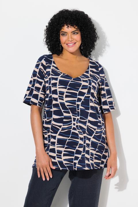 Produktbild Ulla Popken T-Shirt, A-Linie, V-Ausschnitt, Halbarm (60)
