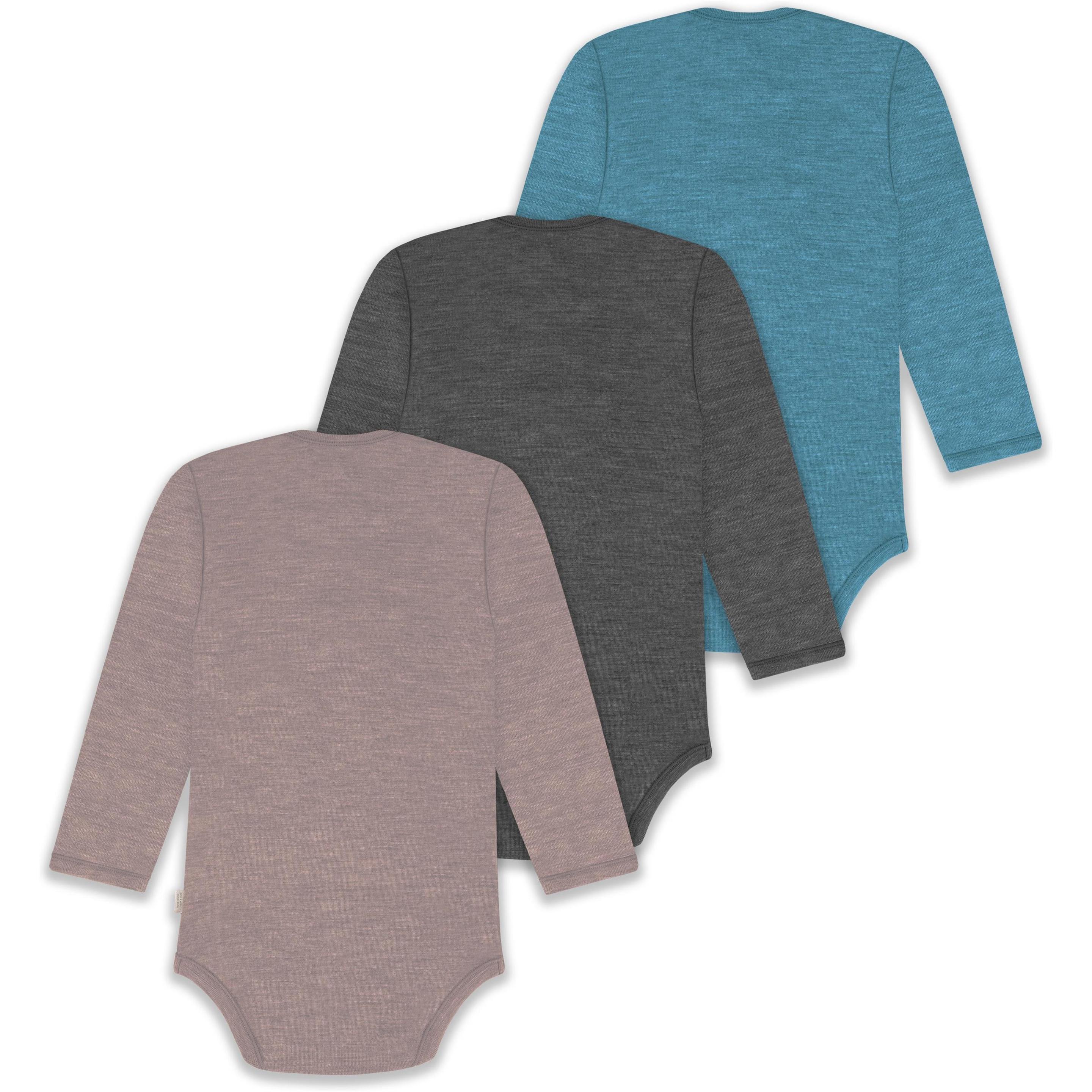 Thumbnail - Normani, Herren, Body, 3er Pack Baby Merino Body Langarm „Auckland" - 9383, Blau, (56)