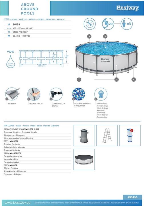 Actual product image Bestway Steel Pro MAX Aufstellpool-Set 4 57 x 122 cm (457 x 122 cm)