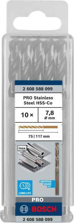 Immagine prodotto Bosch Professional Zubehör Punte per metallo HSS-Co, DIN 338. Per trapani/avvitatori rotativi (7,8 mm)