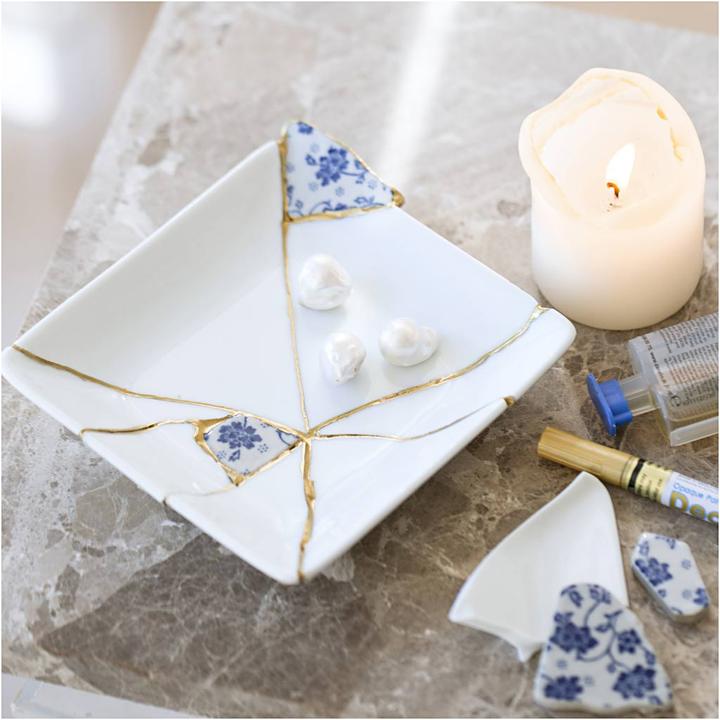 Actual product image Creative - Craft Kit Kintsugi, Dish, blue, gold, white (977815)