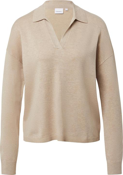 Produktbild Comma Strickpullover Relaxed Fit Strickpullover mit V-Ausschnitt und Polokragen (36)