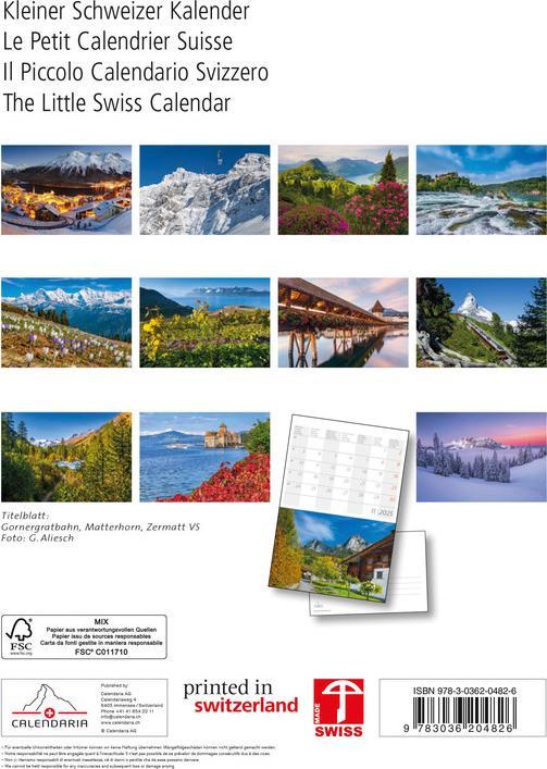 Image du produit Petit calendrier suisse 2025 (22 x 15 cm, Couverture rigide, Allemand)