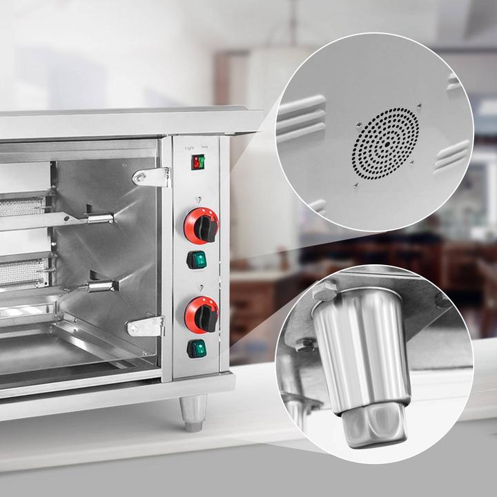 Produktbild Royal Catering Gas-Hähnchengrill 2 Spiesse mit Beleuchtung 2 x 5 kW Edelstahl / gehärtetes Glas (10 kW)
