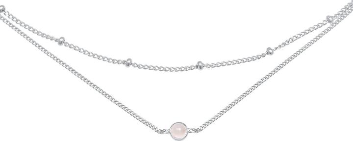 Immagine prodotto Elli Collana Choker a strati con catena a sfere in quarzo rosa argento 925 (Argento 925 placcato oro, Quarzo, 36 cm)