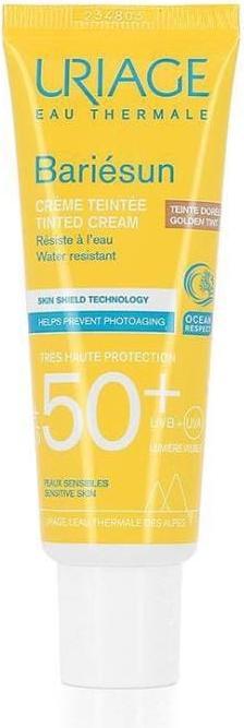 Actual product image Uriage Tónovaná plešová krém na opalováná SPF 50+ Bariesun Golden Tint (Tinted Cream) 50 ml (Suntan cream, SPF 50+, 50 ml, 500 g)