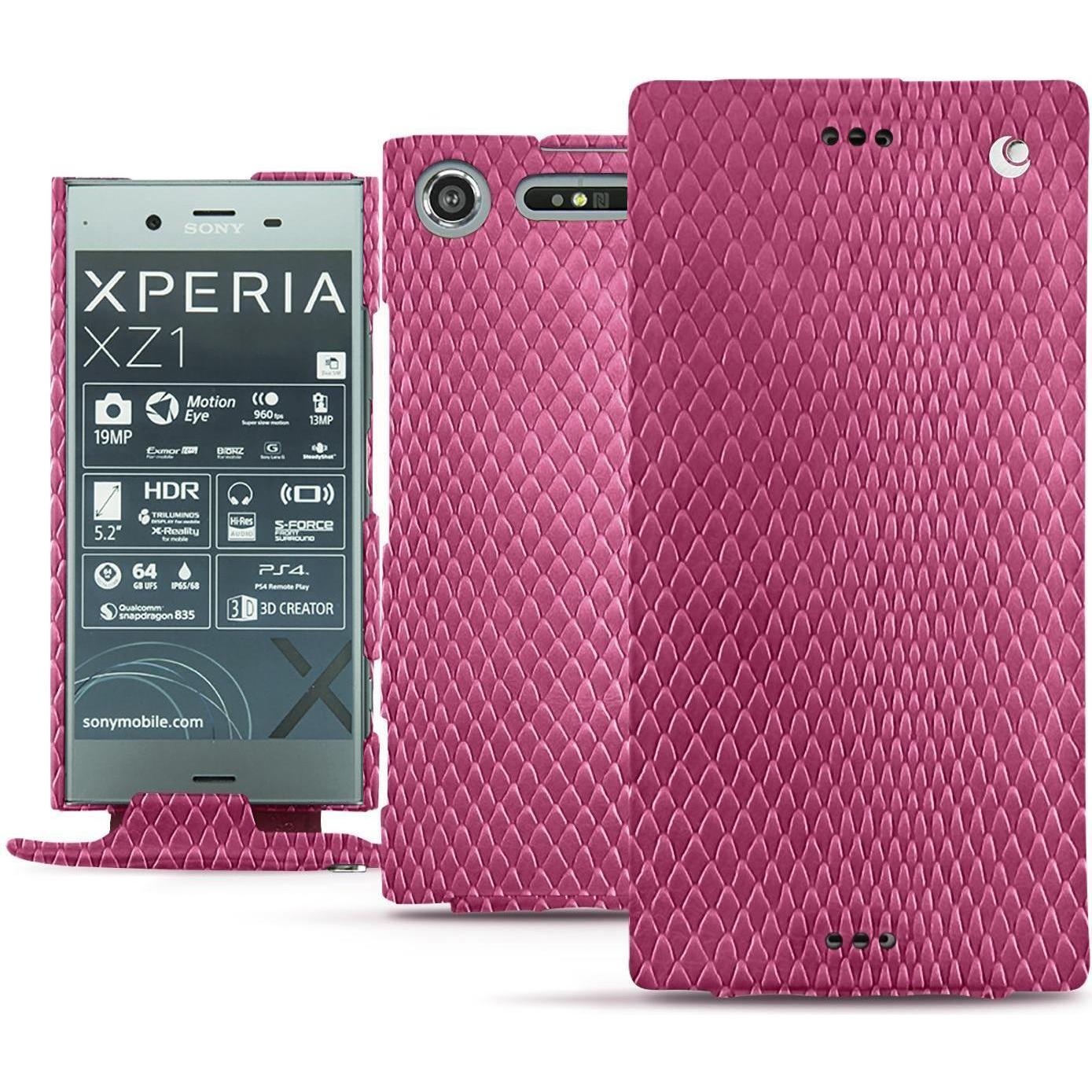 Thumbnail - Noreve Lederschutzhülle vertikal (Sony Xperia XZ1), Smartphone Hülle, Rosa