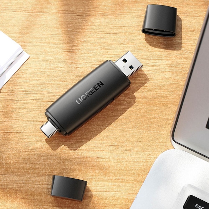 Immagine prodotto Ugreen CM304 Adattatore USB + USB-C Lettore di schede SD + microSD (nero) (USB-C)